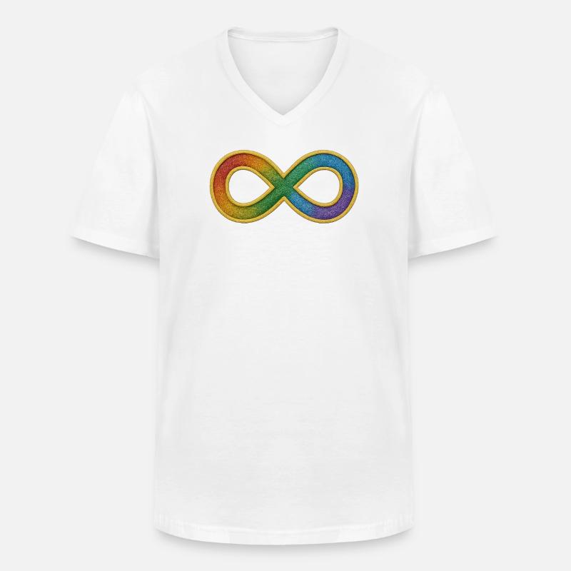 Rainbow infinity symbol for diversity - Men's V-Neck T-Shirt - white