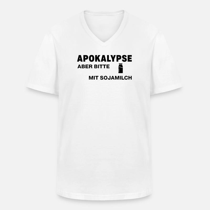 Apokalypse – aber bitte mit Sojamilch - Männer-T-Shirt mit V-Ausschnitt - Weiß