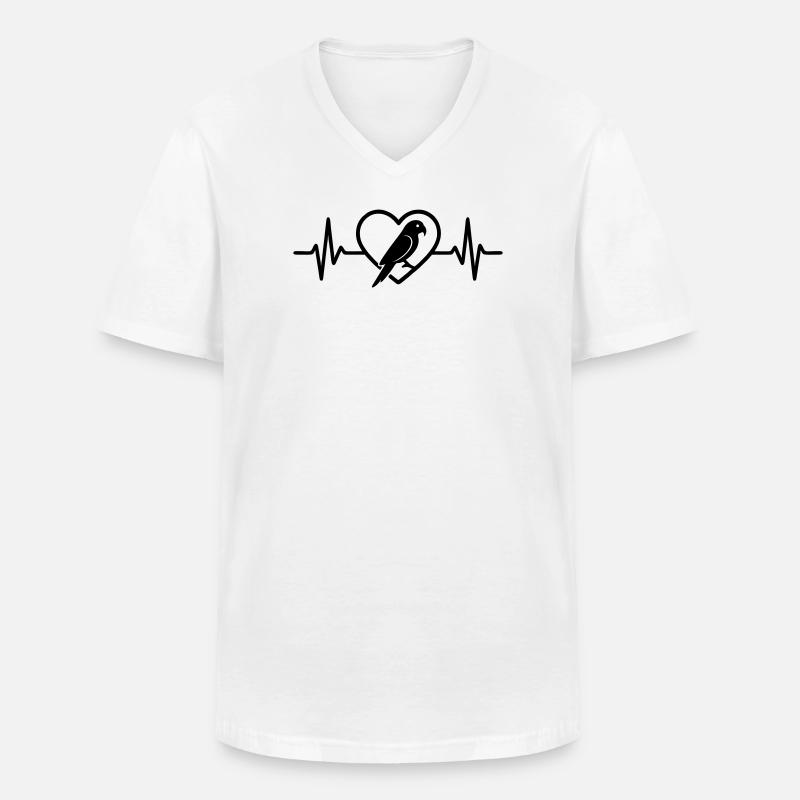 Papagei Herz - Männer-T-Shirt mit V-Ausschnitt - Weiß