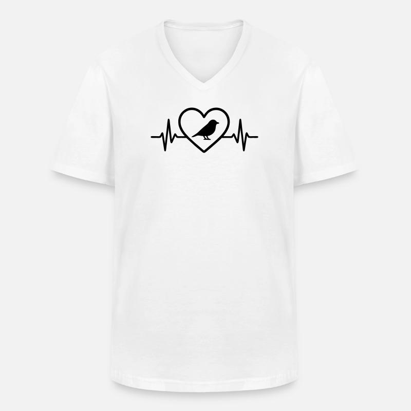 Vogel Herz - Männer-T-Shirt mit V-Ausschnitt - Weiß