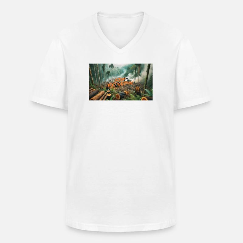 Stop Extinction: Waldschutz Design - Männer-T-Shirt mit V-Ausschnitt - Weiß