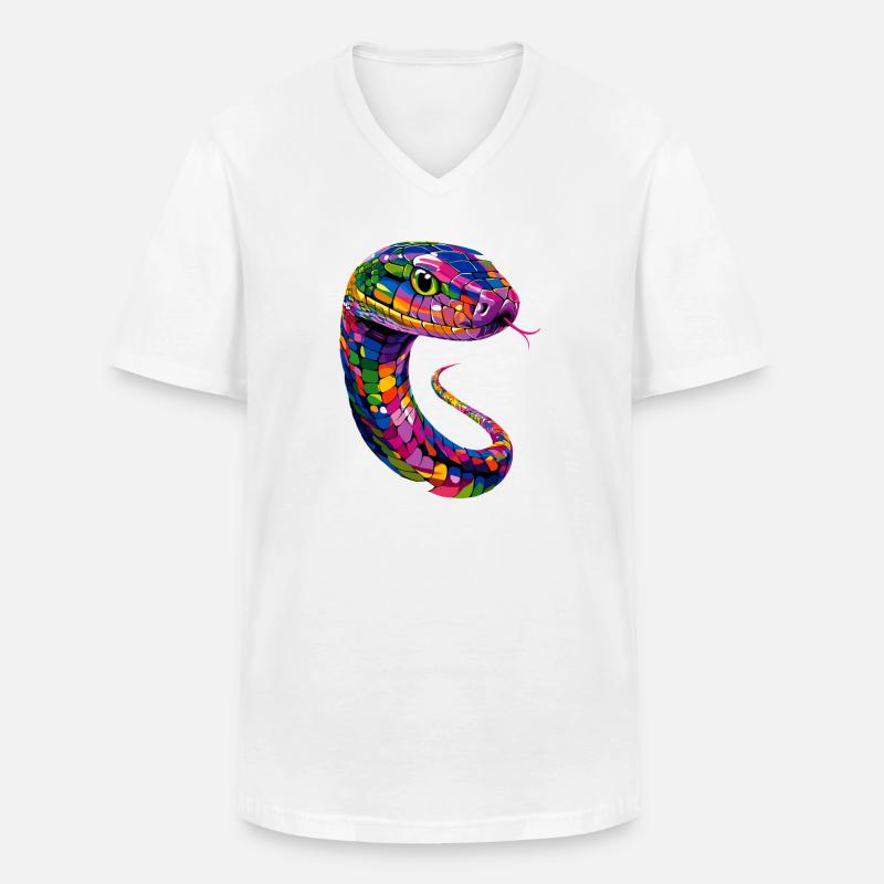 Schlange Python Kobra Klapperschlange Schlangen - Männer-T-Shirt mit V-Ausschnitt - Weiß