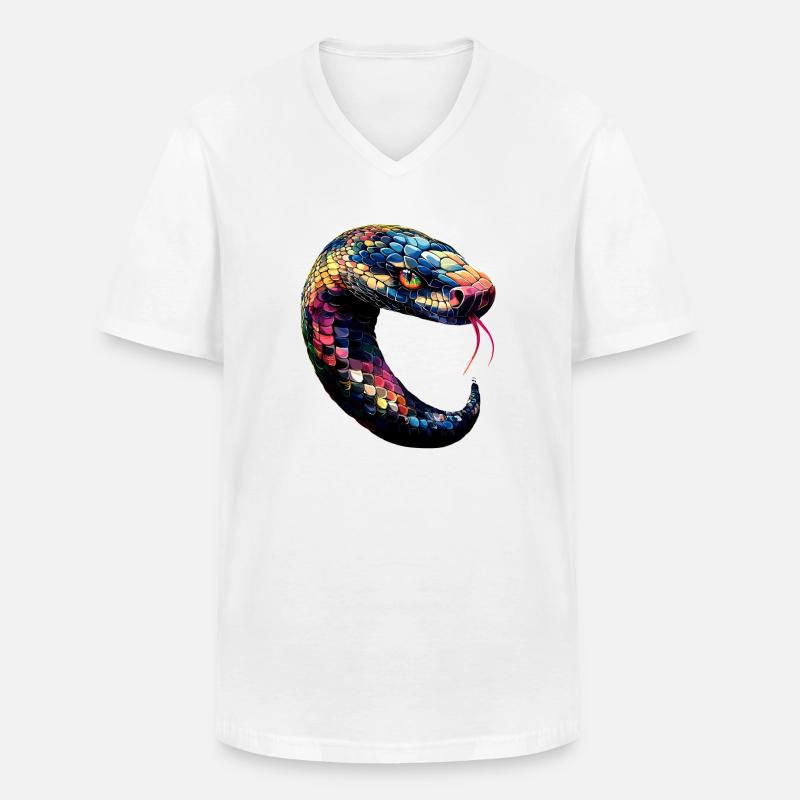 Schlange Python Kobra Klapperschlange Schlangen - Männer-T-Shirt mit V-Ausschnitt - Weiß
