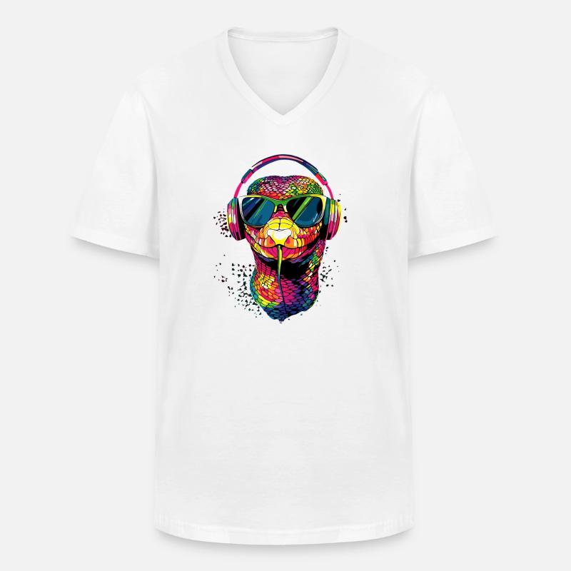 Schlange Python Kobra Klapperschlange Schlangen - Männer-T-Shirt mit V-Ausschnitt - Weiß