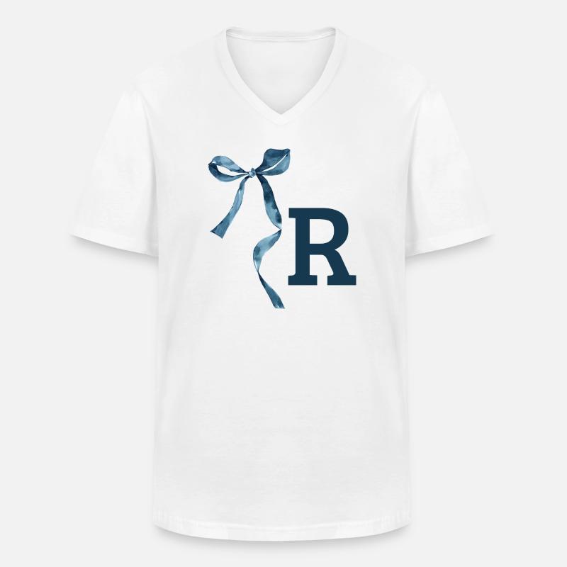 Monogramm r Geschenkidee - Männer-T-Shirt mit V-Ausschnitt - Weiß