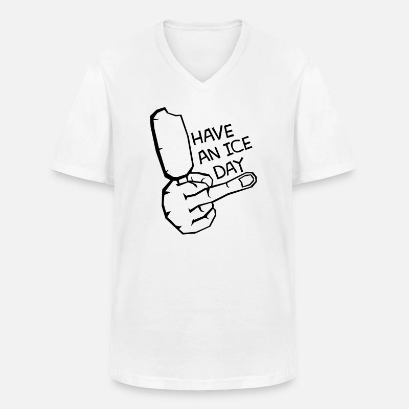 HAV E NICE DAY - Männer-T-Shirt mit V-Ausschnitt - Weiß