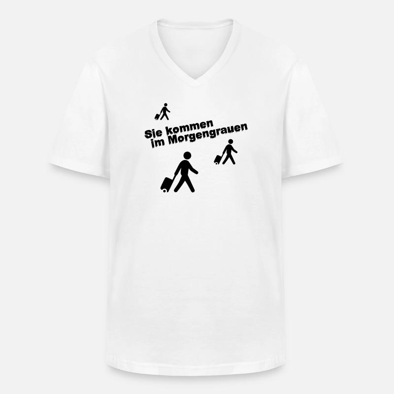 Rollkoffer im Morgengrauen - Männer-T-Shirt mit V-Ausschnitt - Weiß