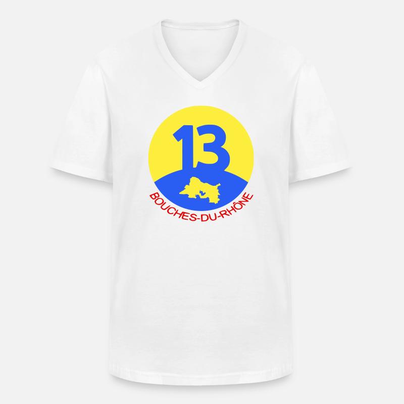 13 Bouches-du-Rhône - Männer-T-Shirt mit V-Ausschnitt - Weiß
