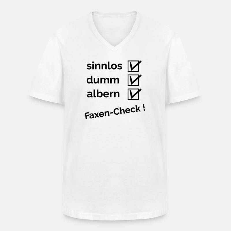Faxen-Check - Männer-T-Shirt mit V-Ausschnitt - Weiß