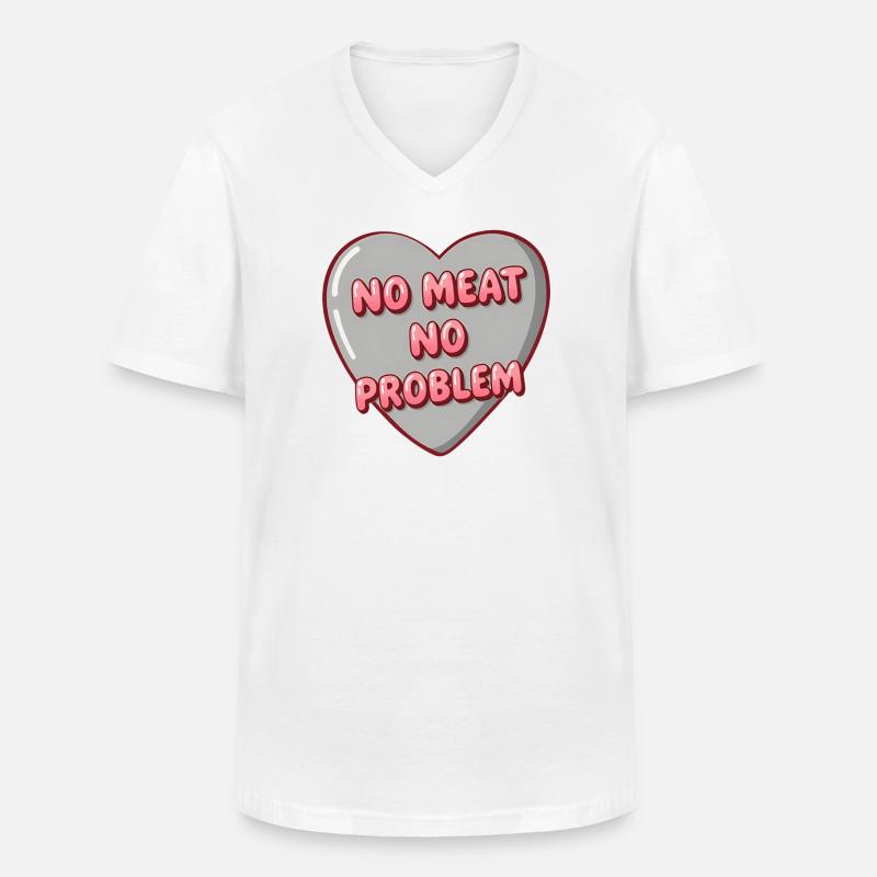 Bubble Herz – No Meat No Problem - Männer-T-Shirt mit V-Ausschnitt - Weiß