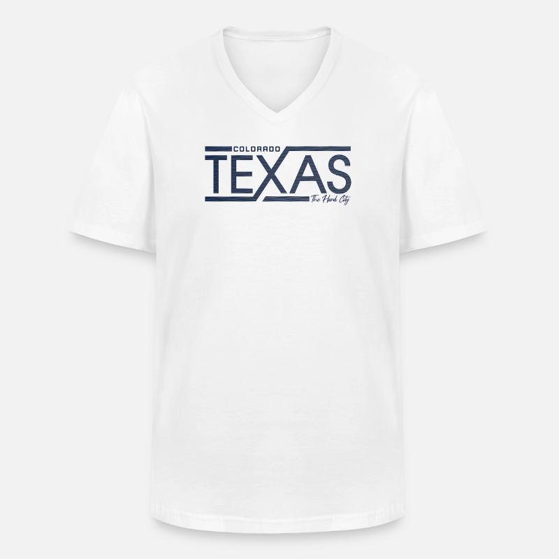 Texas Stripes Retro State Panel - Männer-T-Shirt mit V-Ausschnitt - Weiß