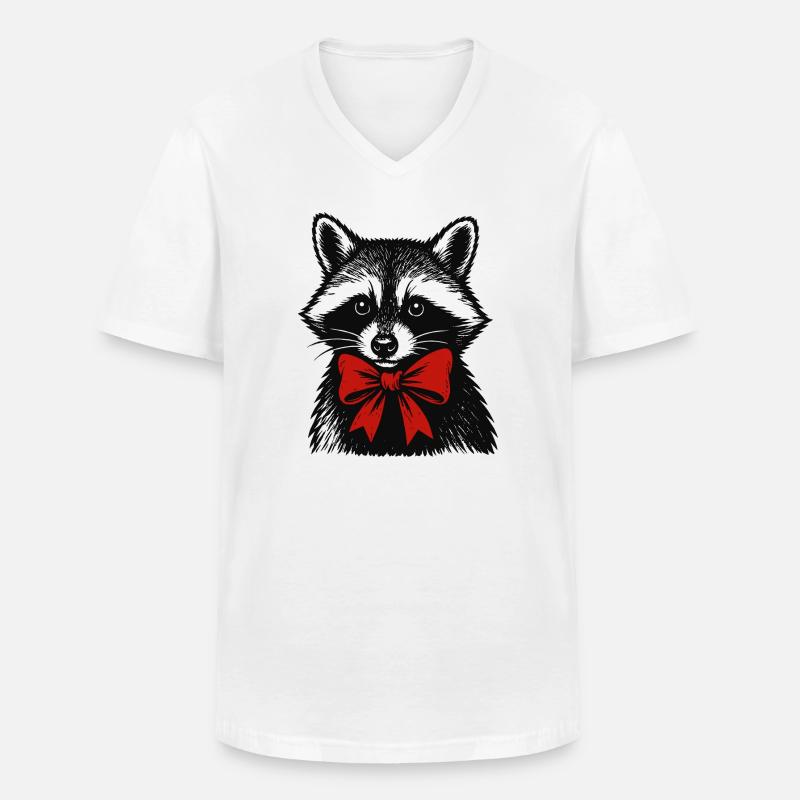 Weihnachts Waschbär mit Schleife - Männer-T-Shirt mit V-Ausschnitt - Weiß