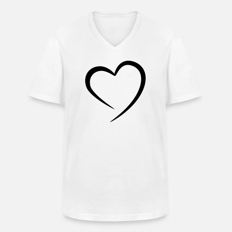 Herz - Männer-T-Shirt mit V-Ausschnitt - Weiß