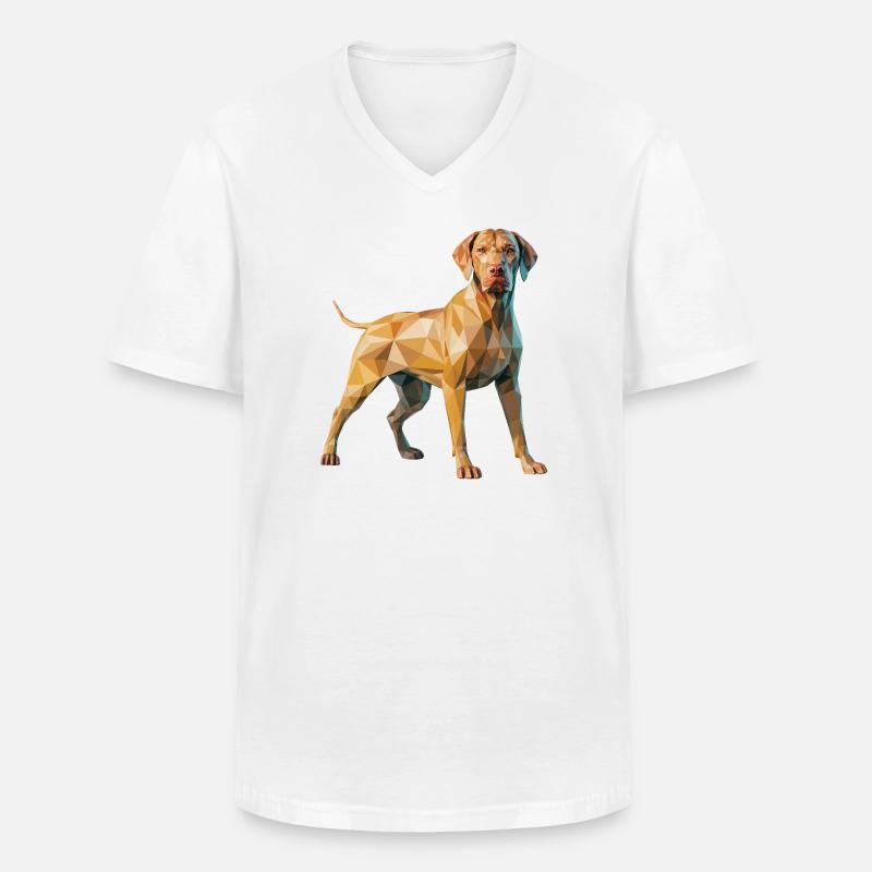 Brauner Hund - Cooles Low-Poly-Logo - Männer-T-Shirt mit V-Ausschnitt - Weiß