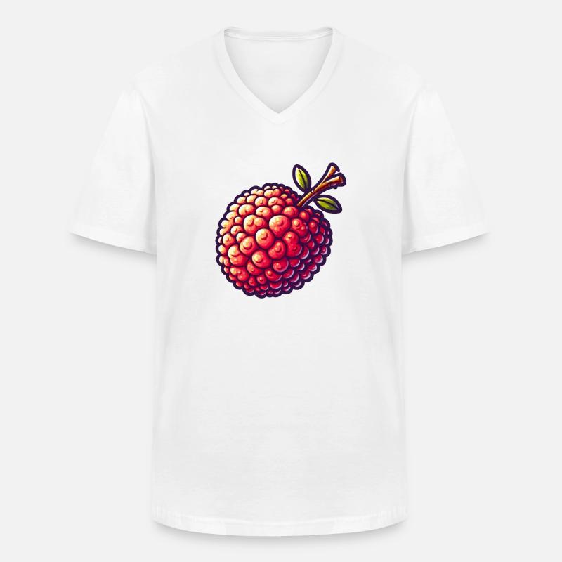 Litschi Pop Art Rot - Männer-T-Shirt mit V-Ausschnitt - Weiß