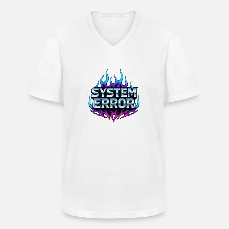Flame Graphics System Error - Men's V-Neck T-Shirt - white