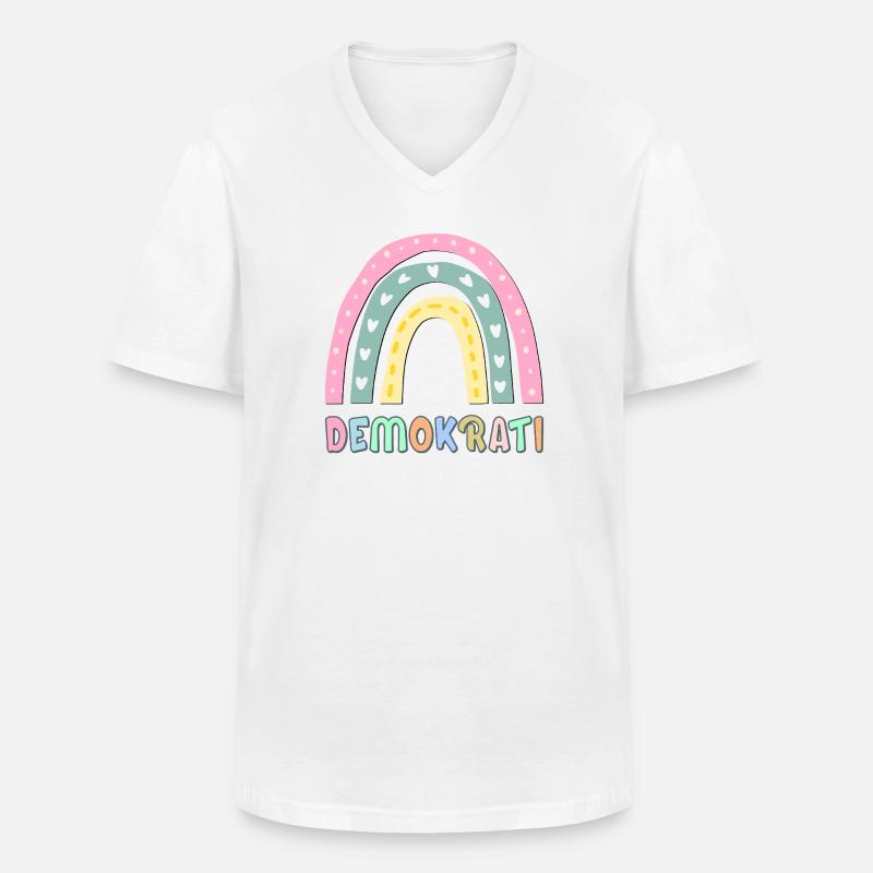 Democrazia arcobaleno - Maglietta da uomo classica con scollo a V - bianco