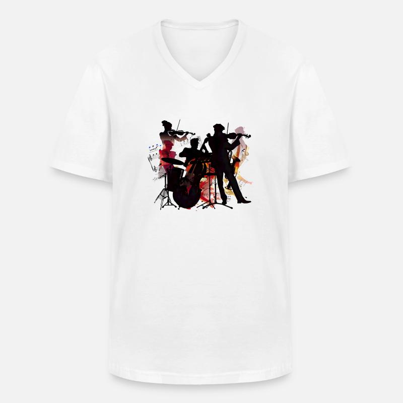 Bandensilhouette Farbexplosion - Männer-T-Shirt mit V-Ausschnitt - Weiß