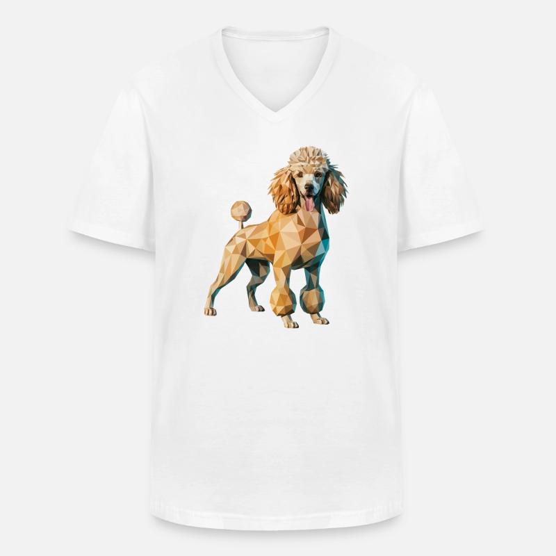 Pudel - Cooles Low Poly Logo - Männer-T-Shirt mit V-Ausschnitt - Weiß