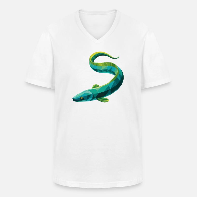 Aal - Cooles Low Poly Logo - Männer-T-Shirt mit V-Ausschnitt - Weiß