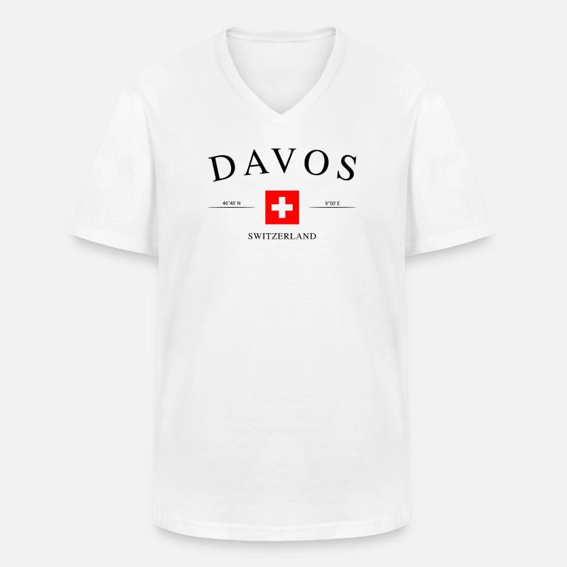Davos Schweiz – Urlaub Souvenir & Geschenk - Männer-T-Shirt mit V-Ausschnitt - Weiß