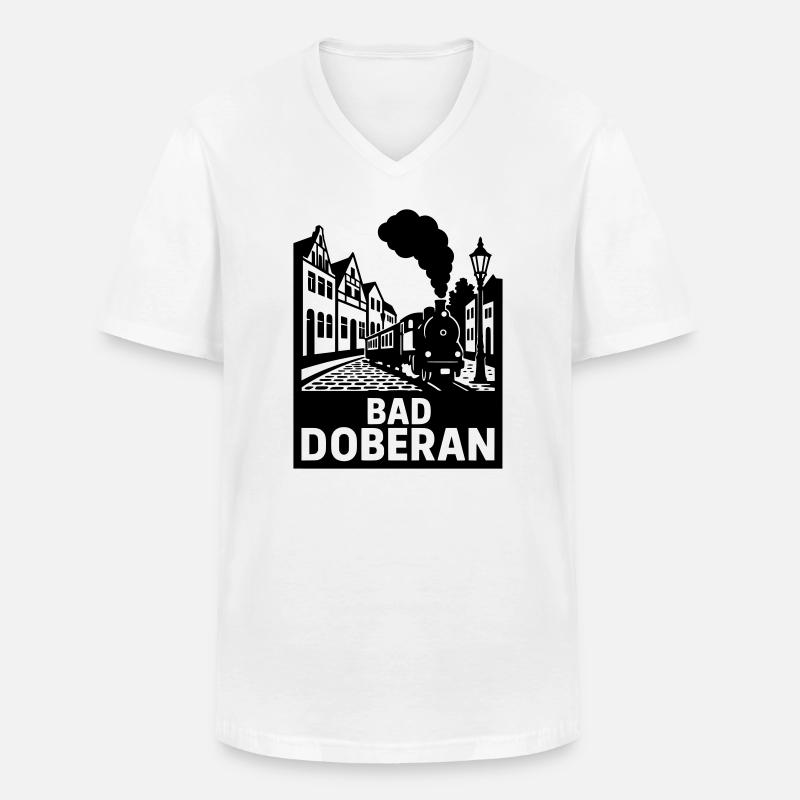 Bad Doberan - Männer-T-Shirt mit V-Ausschnitt - Weiß