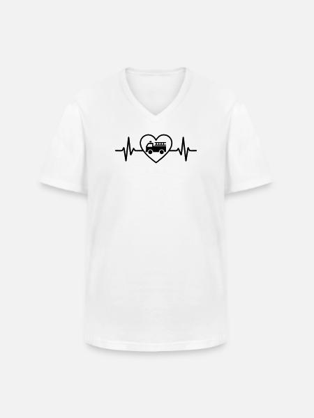 Fire Truck Heart - Men's V-Neck T-Shirt - white