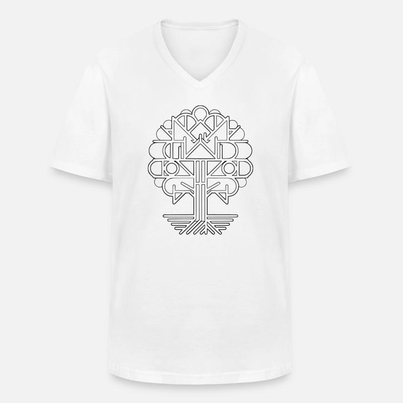Geometrischer Lebensbaum | Modernes Logo Design - Männer-T-Shirt mit V-Ausschnitt - Weiß