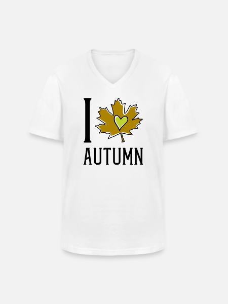 Herz im Herbstblatt - Männer-T-Shirt mit V-Ausschnitt - Weiß
