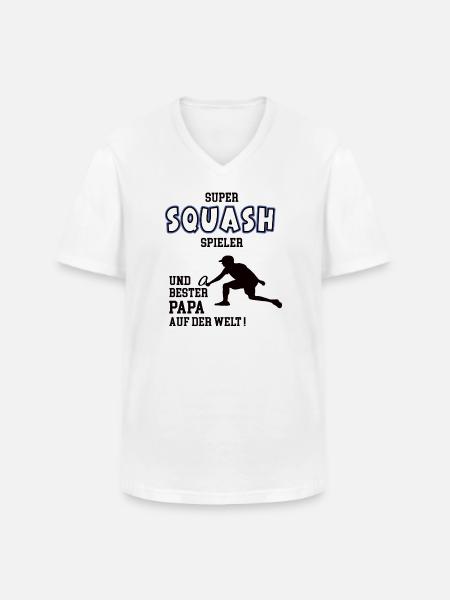 Squash Player Squasher Dad Father Man - Men's V-Neck T-Shirt - white
