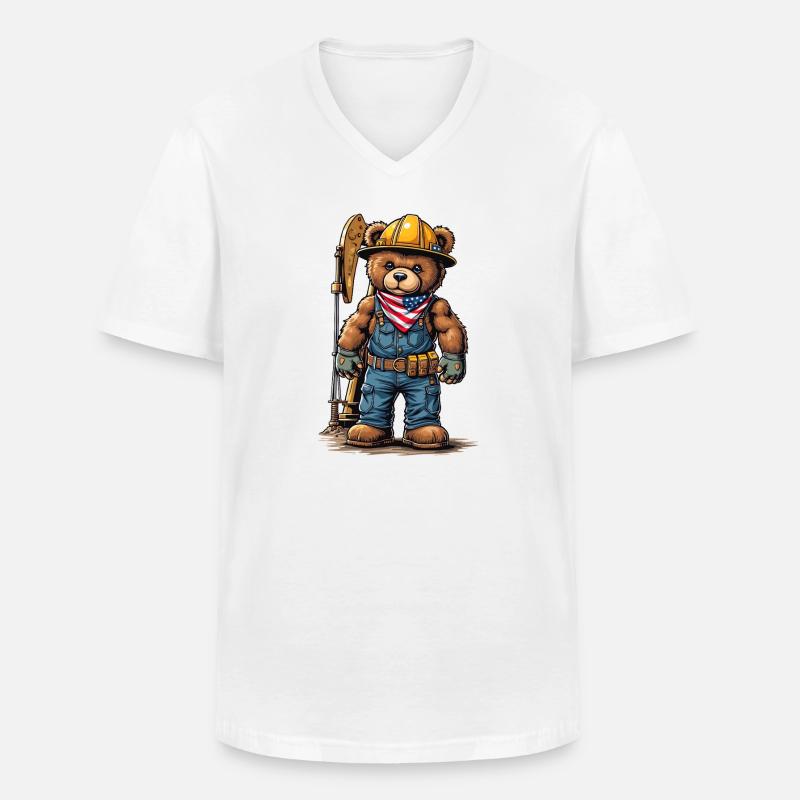 Bauarbeiter Bär mit Werkzeuggurt - Männer-T-Shirt mit V-Ausschnitt - Weiß
