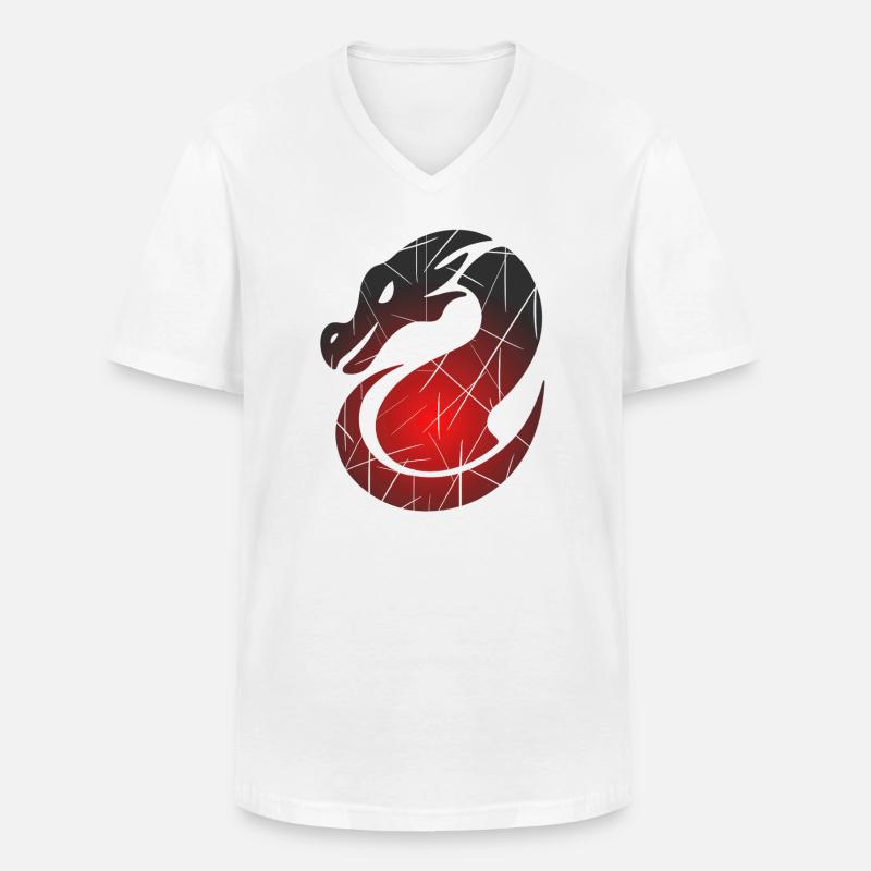 Roter Drachen mit Split-Textur - Männer-T-Shirt mit V-Ausschnitt - Weiß