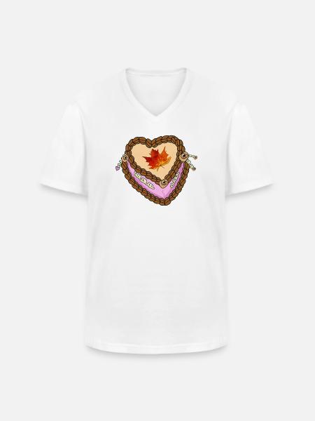 Herbst Cremeals Herz süsses  - Männer-T-Shirt mit V-Ausschnitt - Weiß