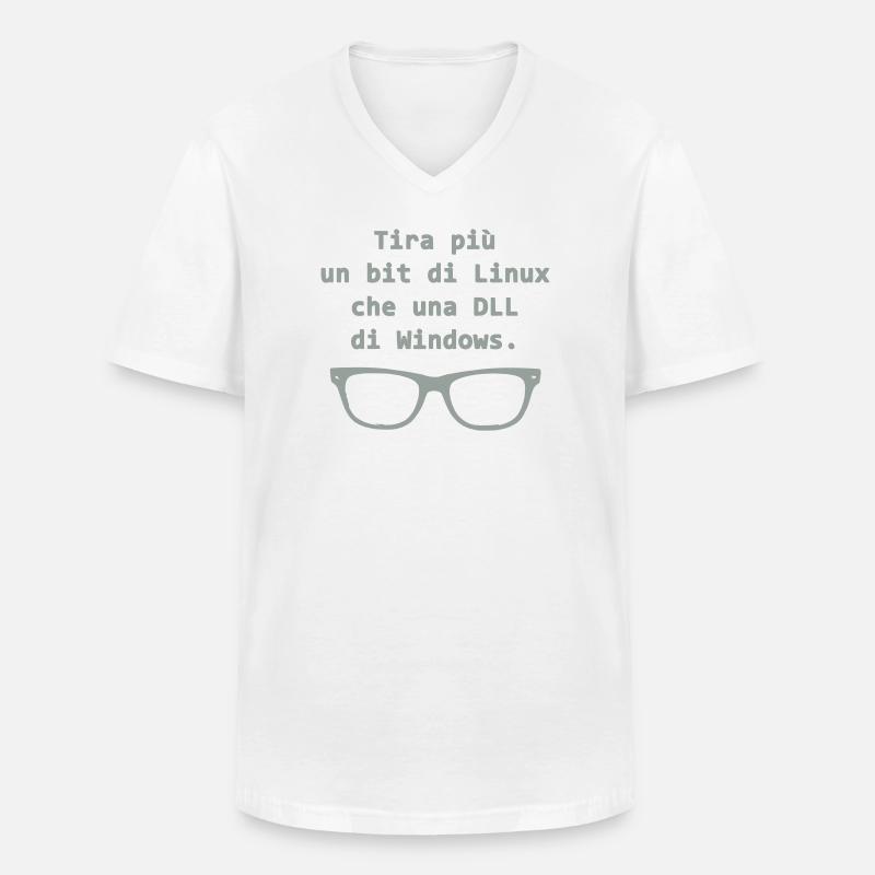 Linux (Englisch) - Männer-T-Shirt mit V-Ausschnitt - Weiß