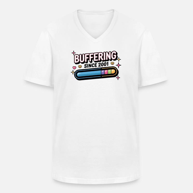 Y2K Retro – Buffering Since 2001 - Männer-T-Shirt mit V-Ausschnitt - Weiß