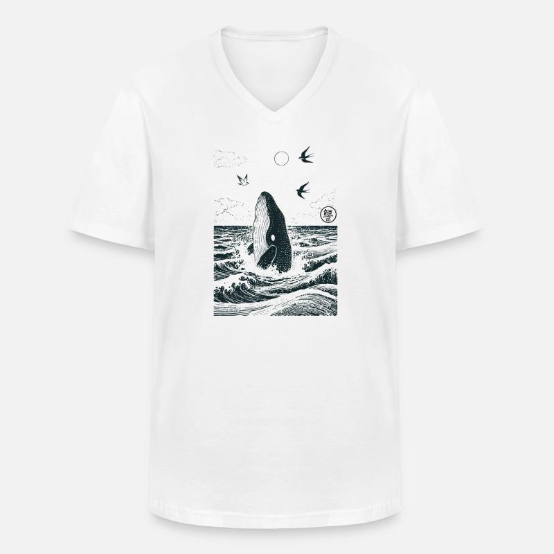 Ozean Wal mit Hanko Stempel - Männer-T-Shirt mit V-Ausschnitt - Weiß