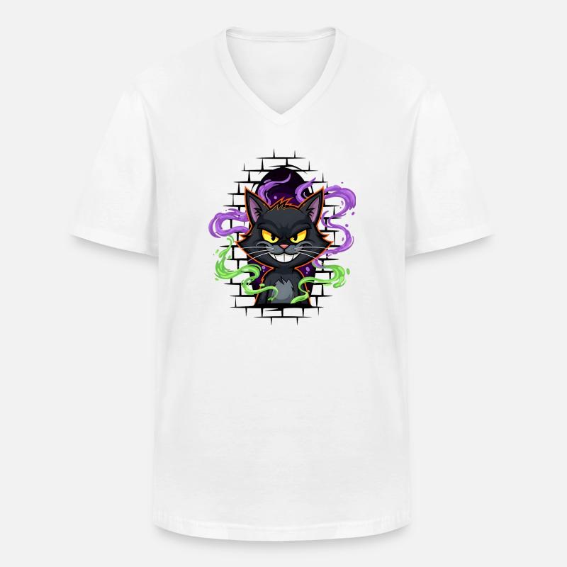 Graffiti Katze Neon - Männer-T-Shirt mit V-Ausschnitt - Weiß