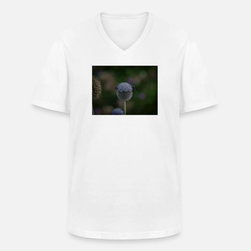 Api su cardo globo viola - Maglietta da uomo classica con scollo a V - bianco