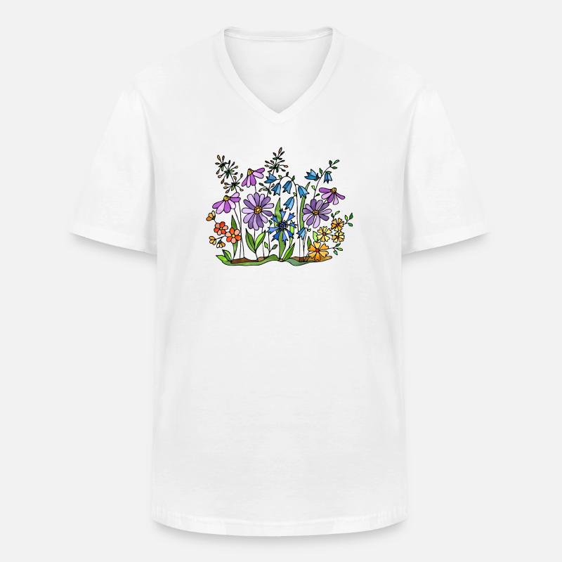 Blumen - Männer-T-Shirt mit V-Ausschnitt - Weiß