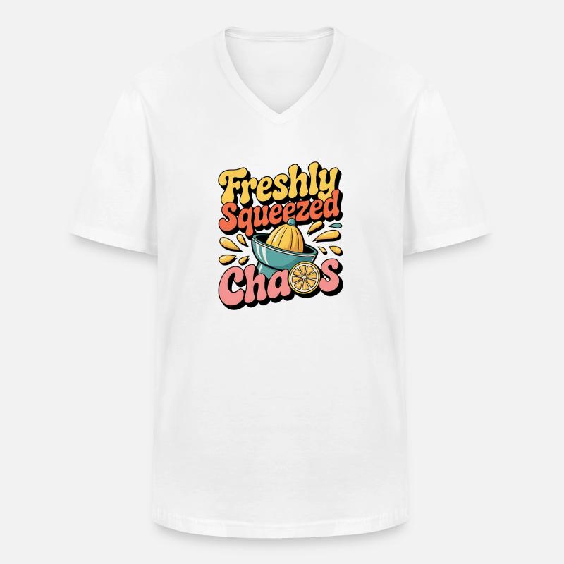 Y2K Pop Humor – Zitrone - Männer-T-Shirt mit V-Ausschnitt - Weiß