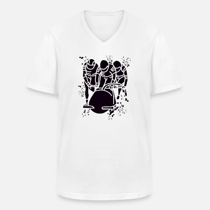 Bobfahrer Bobschlitten Viererbob - Männer-T-Shirt mit V-Ausschnitt - Weiß