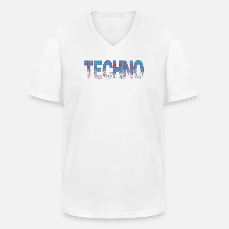 Techno Distressed Text Art - Männer-T-Shirt mit V-Ausschnitt - Weiß