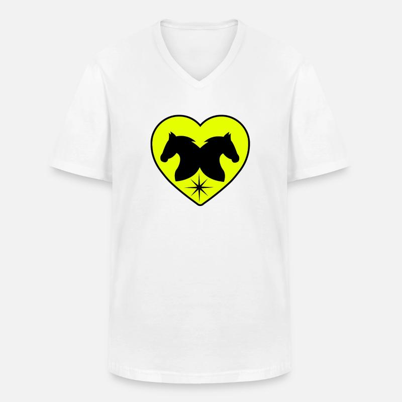 Pferde - Männer-T-Shirt mit V-Ausschnitt - Weiß