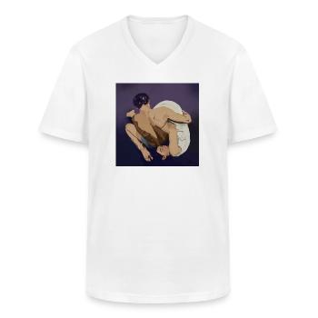 Contemporary embrace - Men's V-Neck T-Shirt - white - Front - AI Model Male 185 light (185cm)