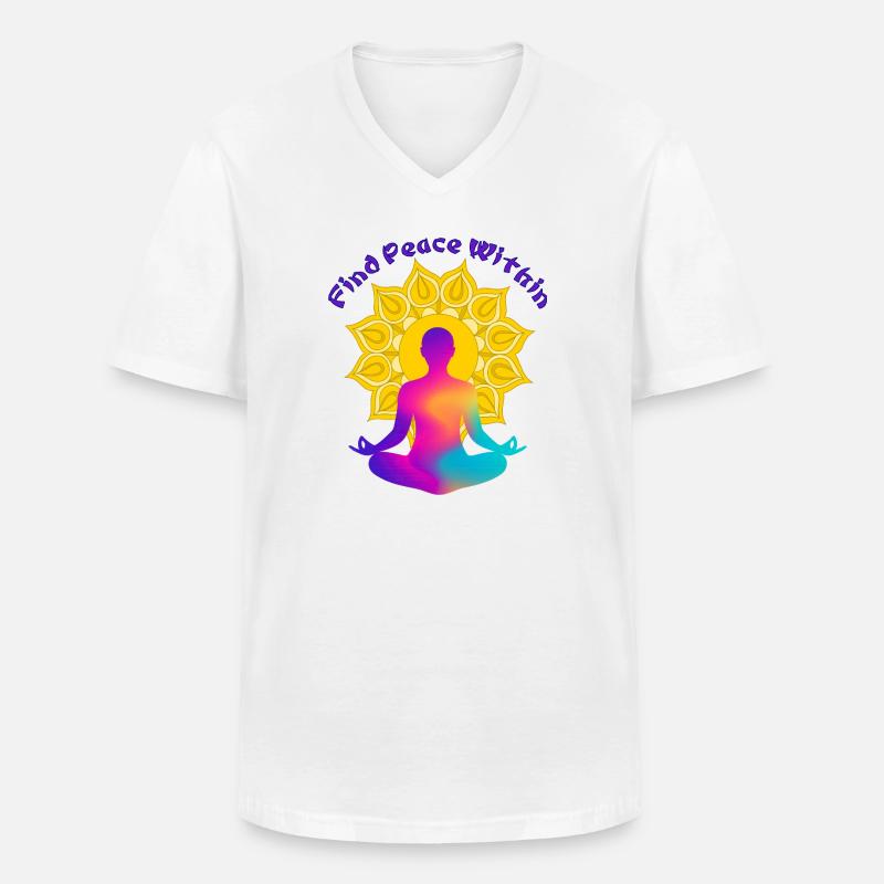 Finde einen Frieden in Mandala Glow - Männer-T-Shirt mit V-Ausschnitt - Weiß