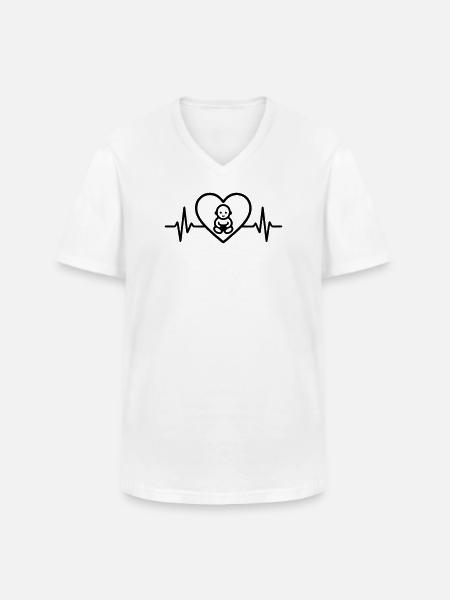 Baby Herz Familie Eltern - Männer-T-Shirt mit V-Ausschnitt - Weiß