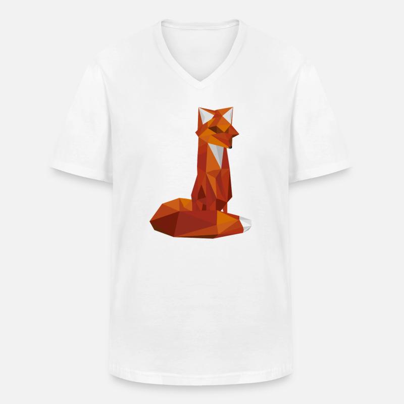 Fuchs - Männer-T-Shirt mit V-Ausschnitt - Weiß