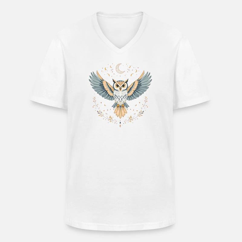 Boho Eule - Männer-T-Shirt mit V-Ausschnitt - Weiß