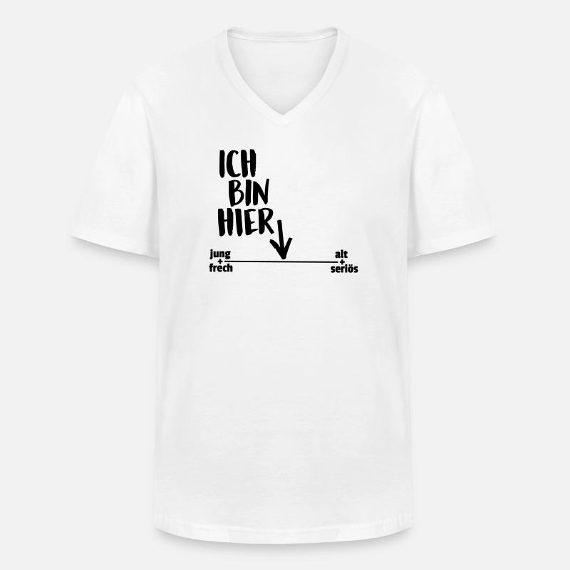 Ich bin hier - Männer-T-Shirt mit V-Ausschnitt - Weiß