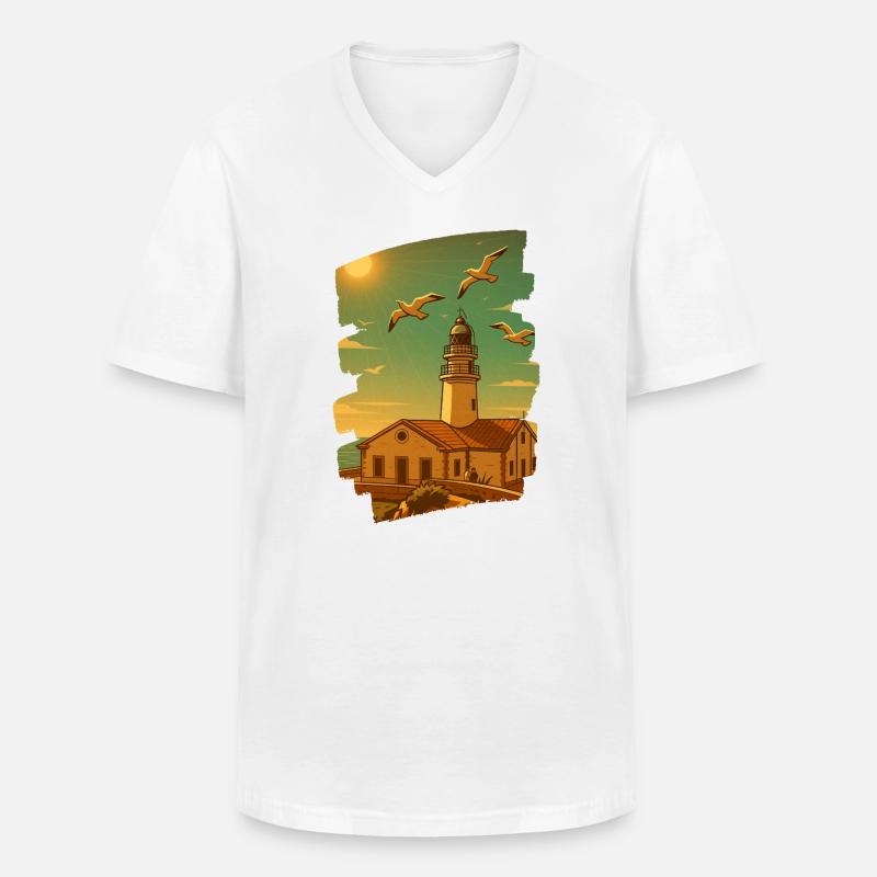 Far de Capdepera - Cala Ratjada - Männer-T-Shirt mit V-Ausschnitt - Weiß